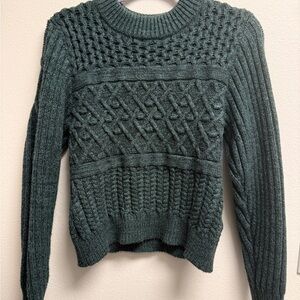 MINKPINK Dark Green Textured Knit Sweater
